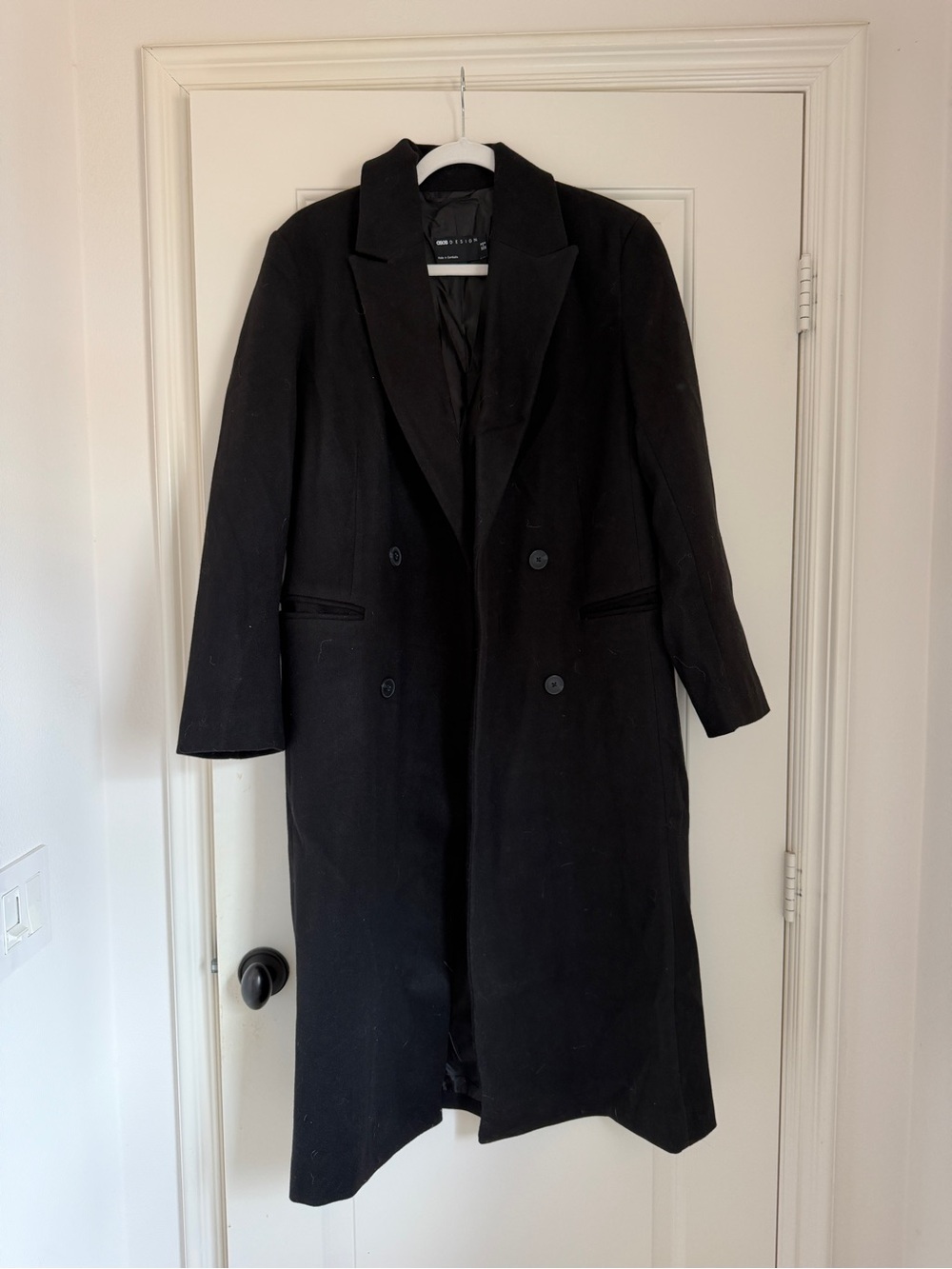 ASOS Black Double-Breasted Pea Coat